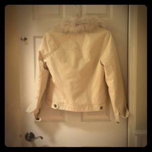 Cream Jean jacket with they white fur